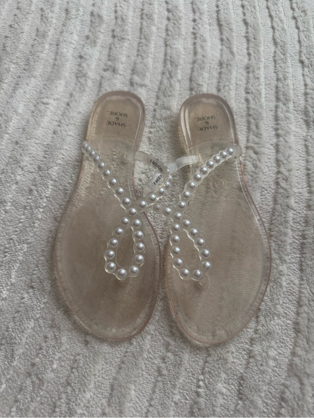 Clear Pearl-Embellished Jelly Sandals - Women